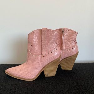 Pink Western Ankle Boots